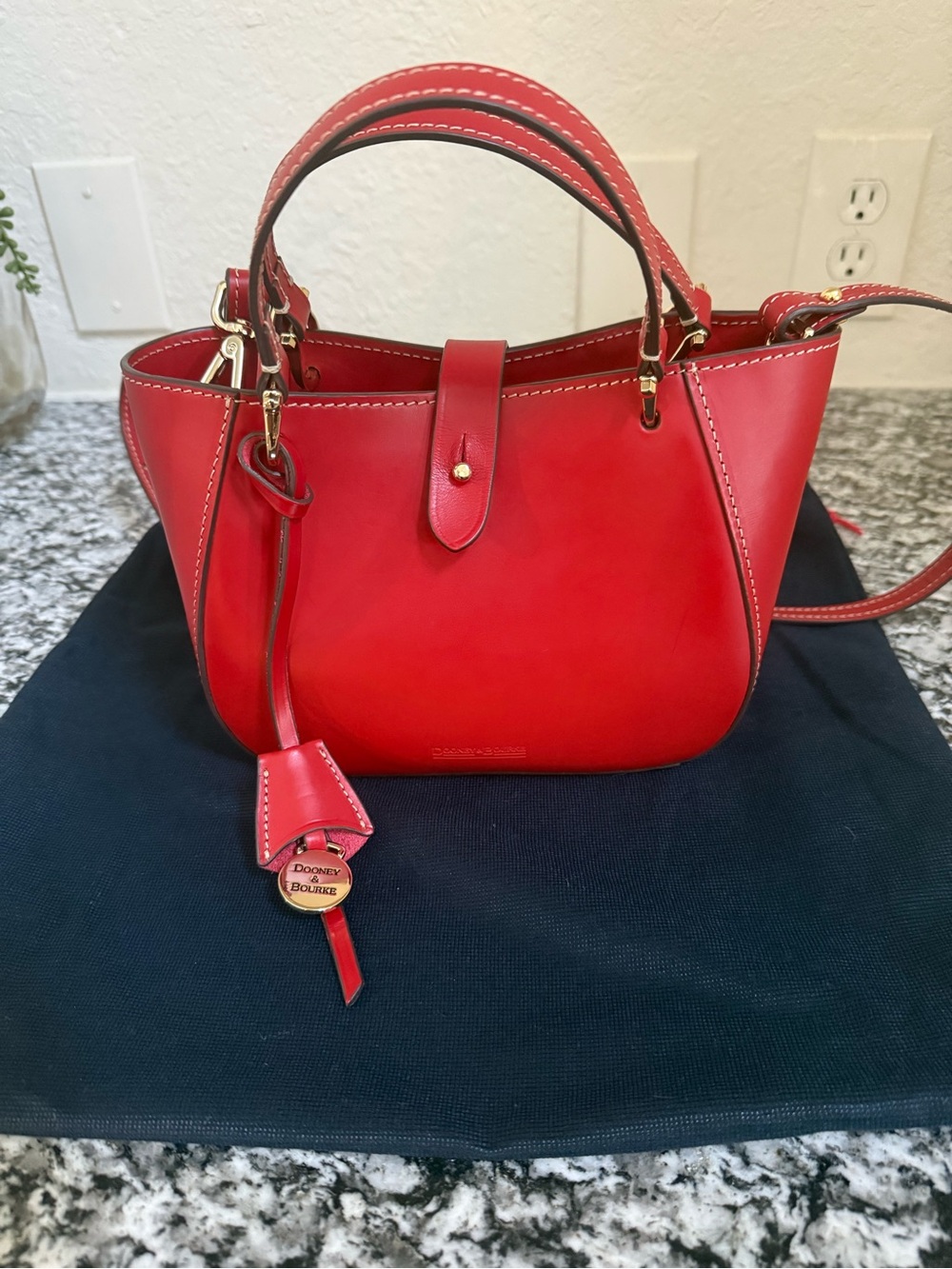 Dooney & Bourke Alta small Camilla Red Leather Satchel with Gold Hardware